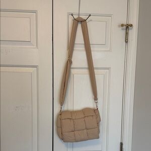 Tan Quilted Shoulder Bag